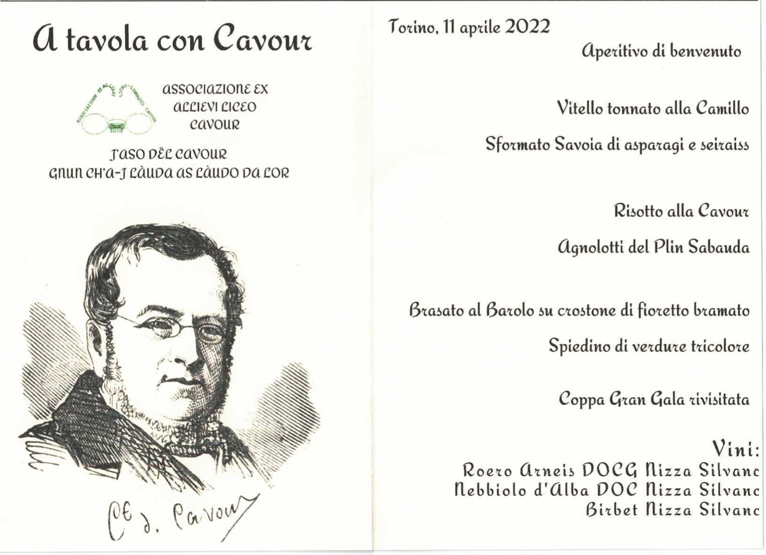 A tavola con Cavour